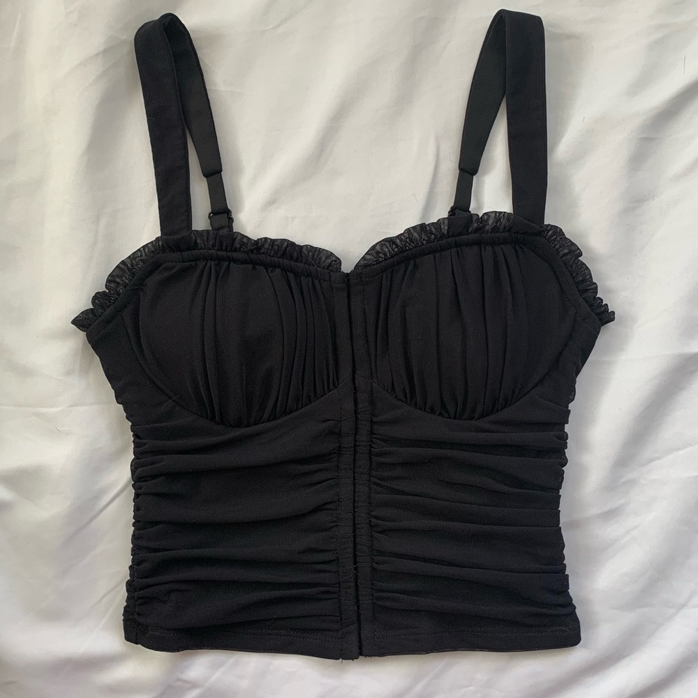 Bustier Corset Crop Top in Black Moa Moa